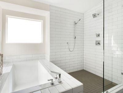 Shower with Vertical Tile Pattern